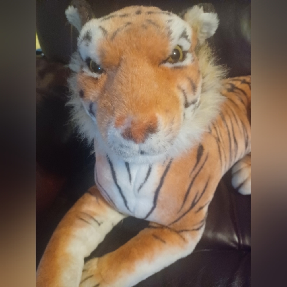 Vintage Realistic looking Tiger Plush 36 inches. Very Unique